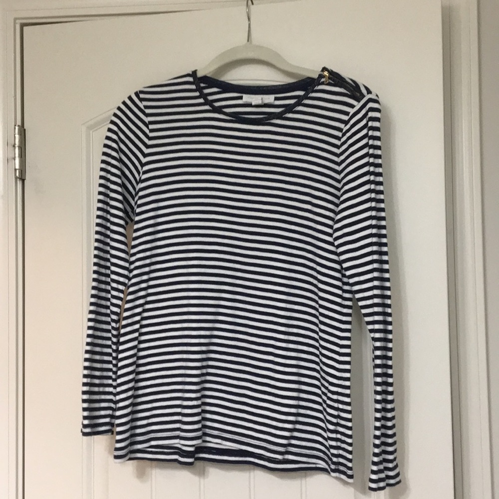 Navy And White Striped Top